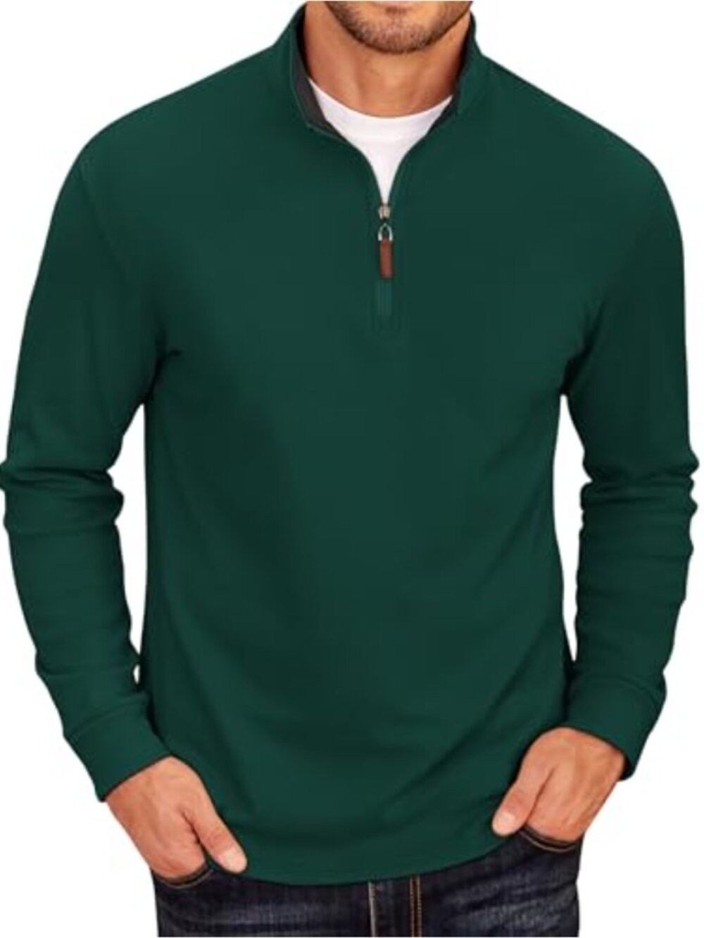 Men's Fleece Quarter Zip Pullover Long Sleeve Mock Neck Sweatshirt